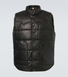 RRL Reversible leather and cotton puffer vest