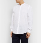 Hugo Boss - Slim-Fit Grandad-Collar Linen Shirt - White