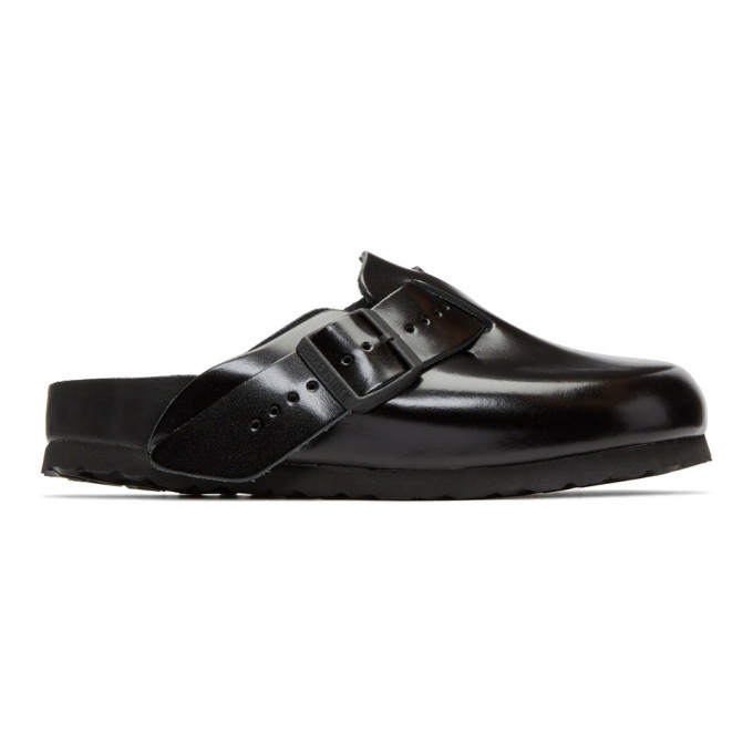 Photo: Rick Owens Black BIRKENSTOCK Edition Leather Boston Slip-On Loafers