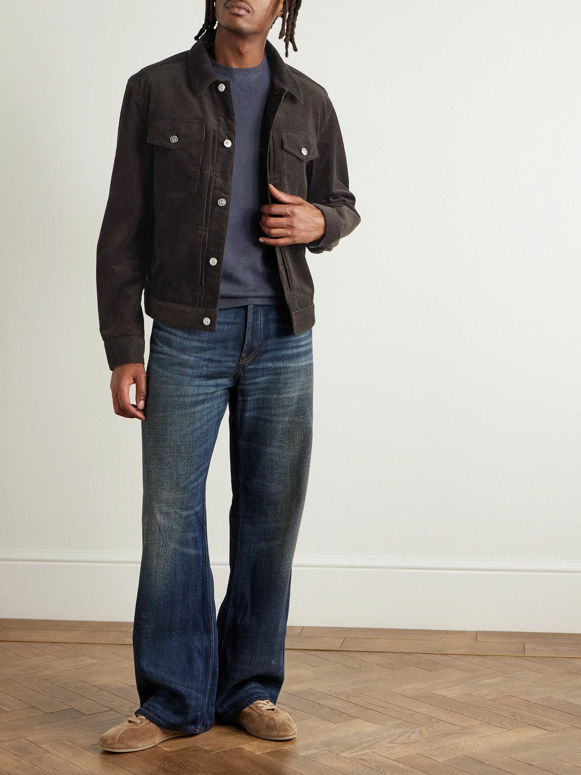 Mr P. - Cotton-Corduroy Trucker Jacket - Brown