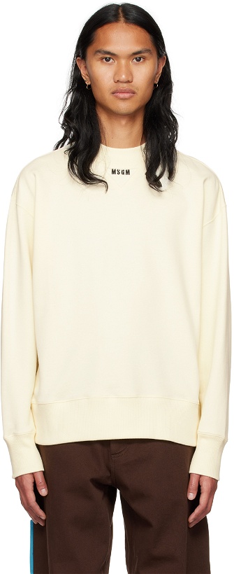 Photo: MSGM Off-White Embroidered Sweatshirt