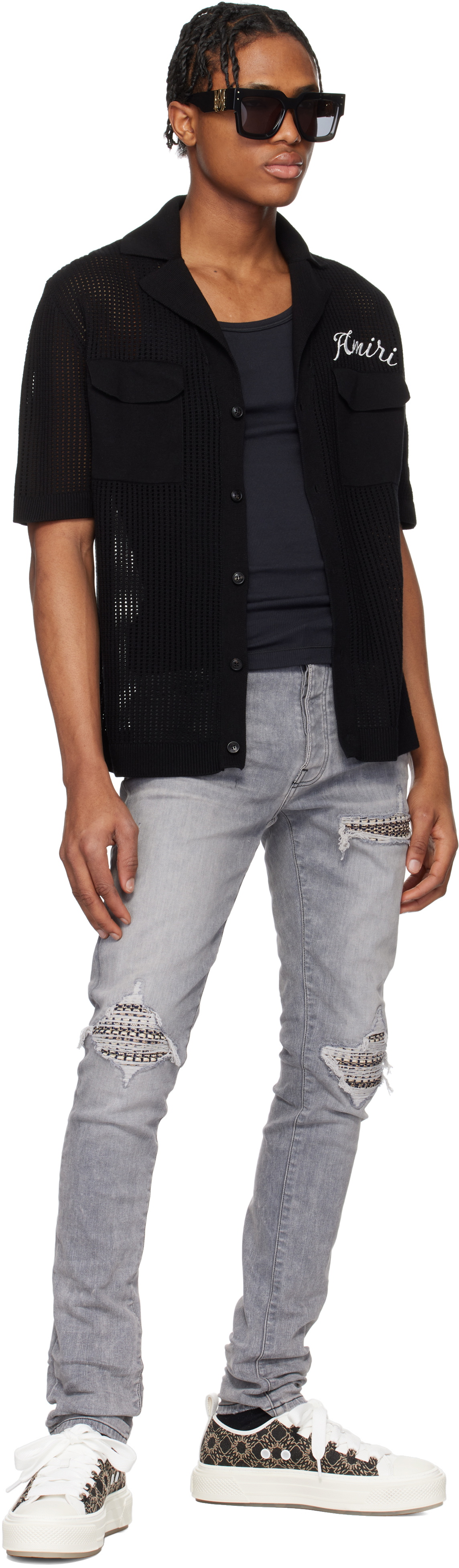 AMIRI White & Black MA Quad Jacquard Court Sneakers Amiri