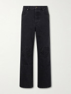 LOEWE - Wide-Leg Anagram-Embroidered Jeans - Black