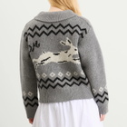Damson Madder Women's Cecily Bunny Intarsia Collar Cardigan in Grey