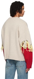 WYNN HAMLYN Red & Gray Flame Sweater