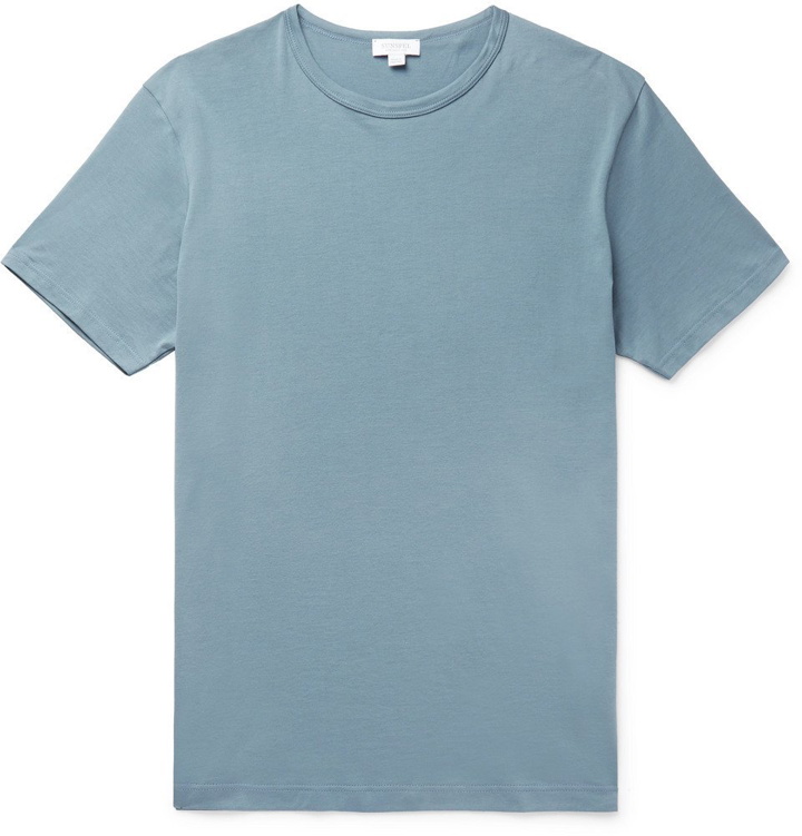 Photo: Sunspel - Slim-Fit Pima Cotton-Jersey T-Shirt - Men - Light blue