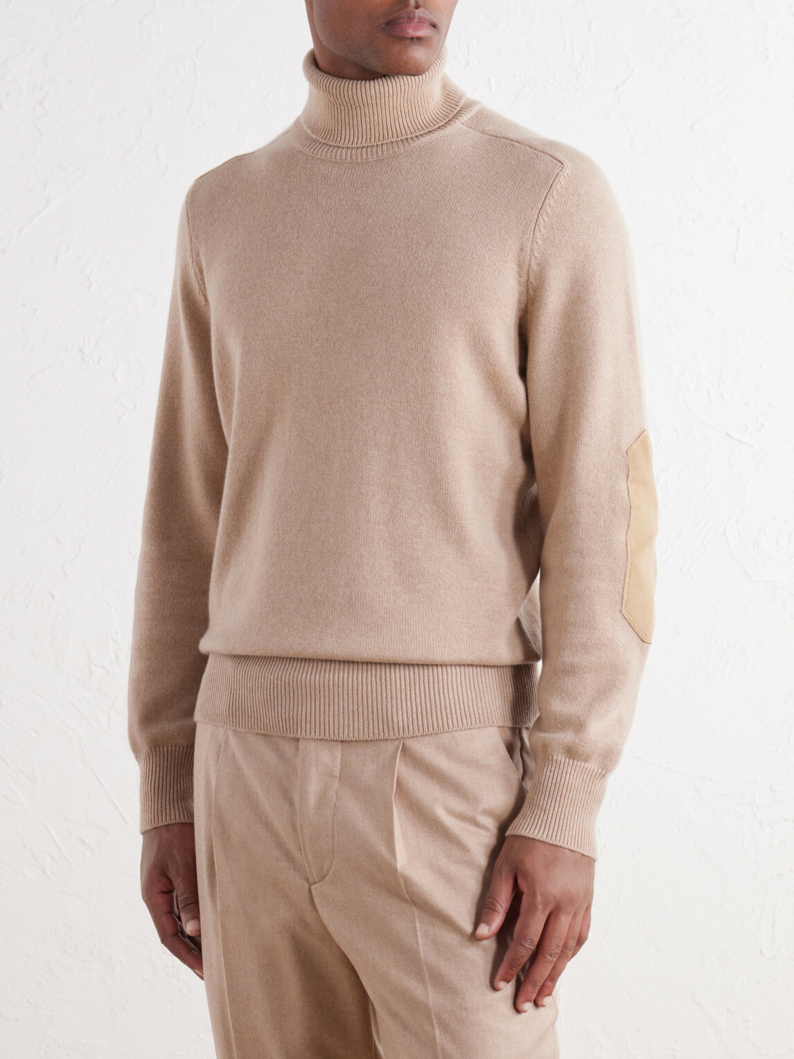Brunello Cucinelli - Suede-Trimmed Cashmere Sweater - Neutrals