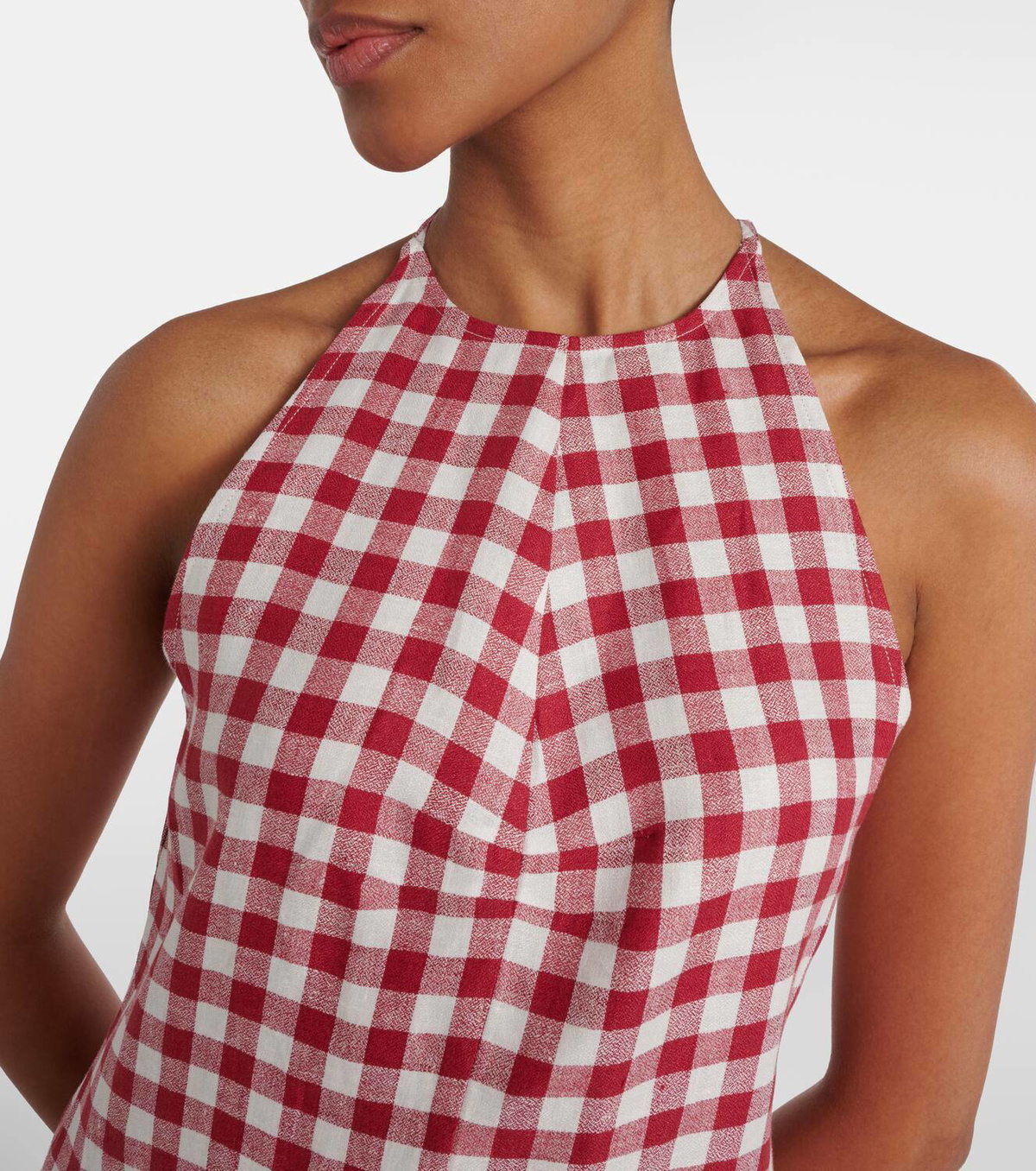 Asceno Antiqua gingham linen minidress