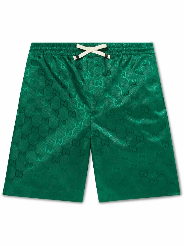 Photo: GUCCI - Wide-Leg Logo-Jacquard Nylon Drawstring Shorts - Green
