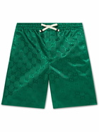 GUCCI - Wide-Leg Logo-Jacquard Nylon Drawstring Shorts - Green