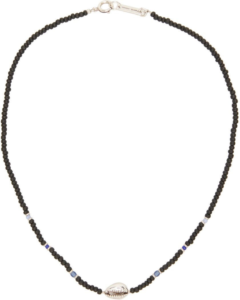 Isabel Marant Black Beaded Cowrie Necklace