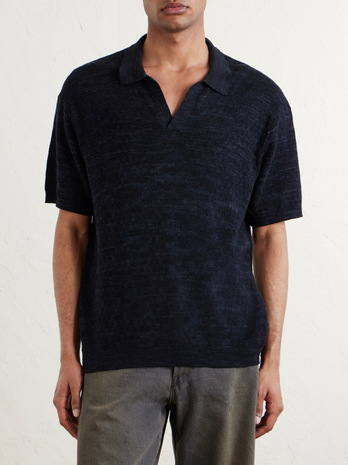 3sixteen - Knitted Cotton Polo Shirt - Black