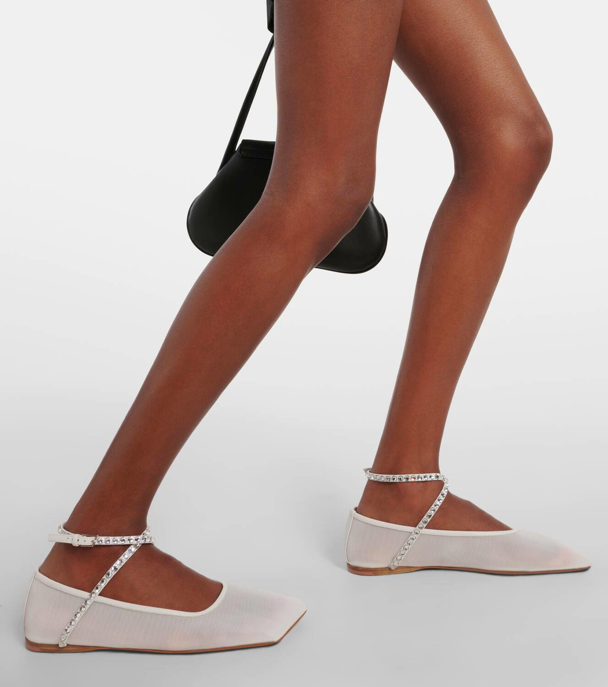 Amina Muaddi Women Orange Mesh Ane Ballerinas main image 1