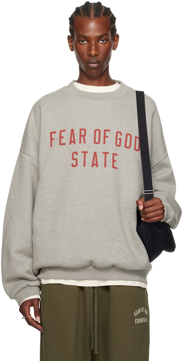 スウェット・トレーナー FEAR OF GOD ESSENTIALS GREY CREWNECK SWEATSHIRT WITH LOGO Fear of God Essentials Crewneck Sweatshirt (SS24) Light
