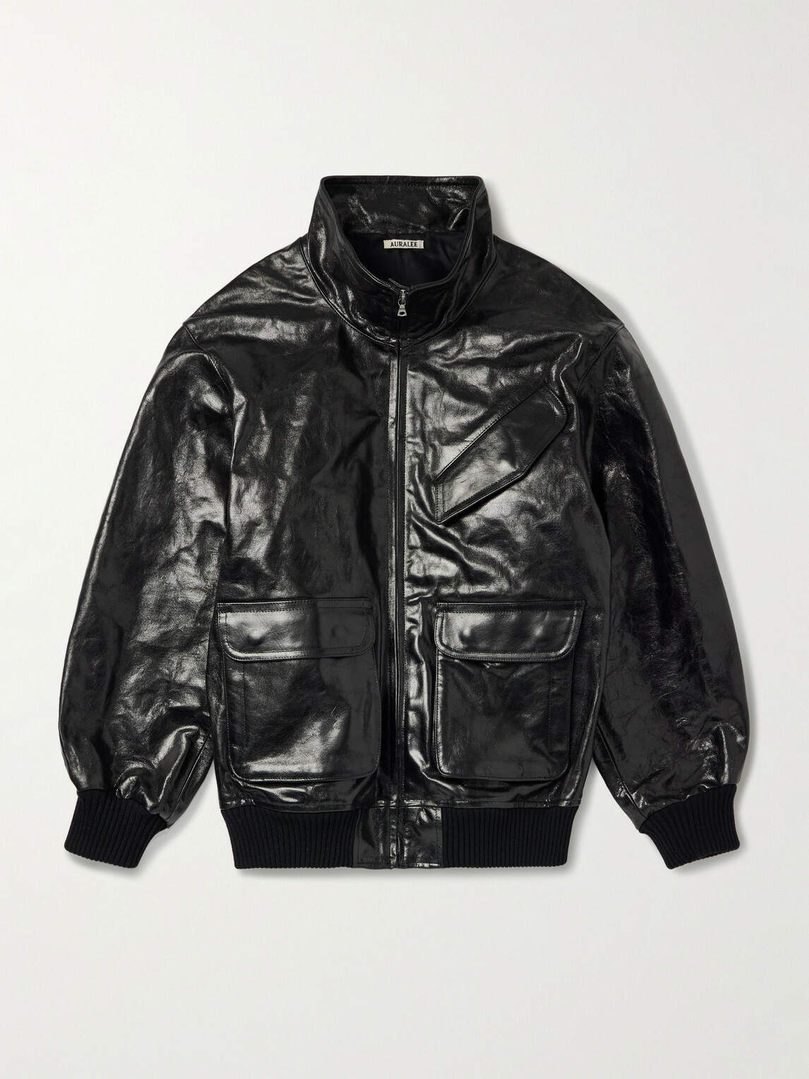 Auralee - Leather Blouson Jacket - Black