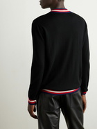 Balmain - Logo-Jacquard Striped Merino Wool Sweater - Black