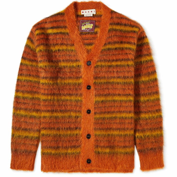 Photo: Marni Men's Striped Mohair Cardigan in Lobster
