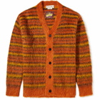 Marni Men's Striped Mohair Cardigan in Lobster