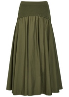 Simkhai Ovie Cotton-poplin Midi Skirt Khaki