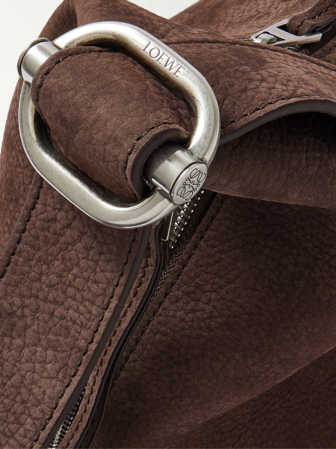 Loewe Loop LOEWE - Loop Medium Logo-Debossed Nubuck Bucket Bag Loewe
