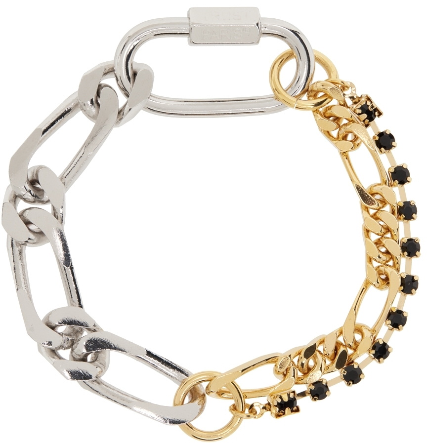 IN GOLD WE TRUST PARIS Silver & Gold Crystal Figaro Bracelet