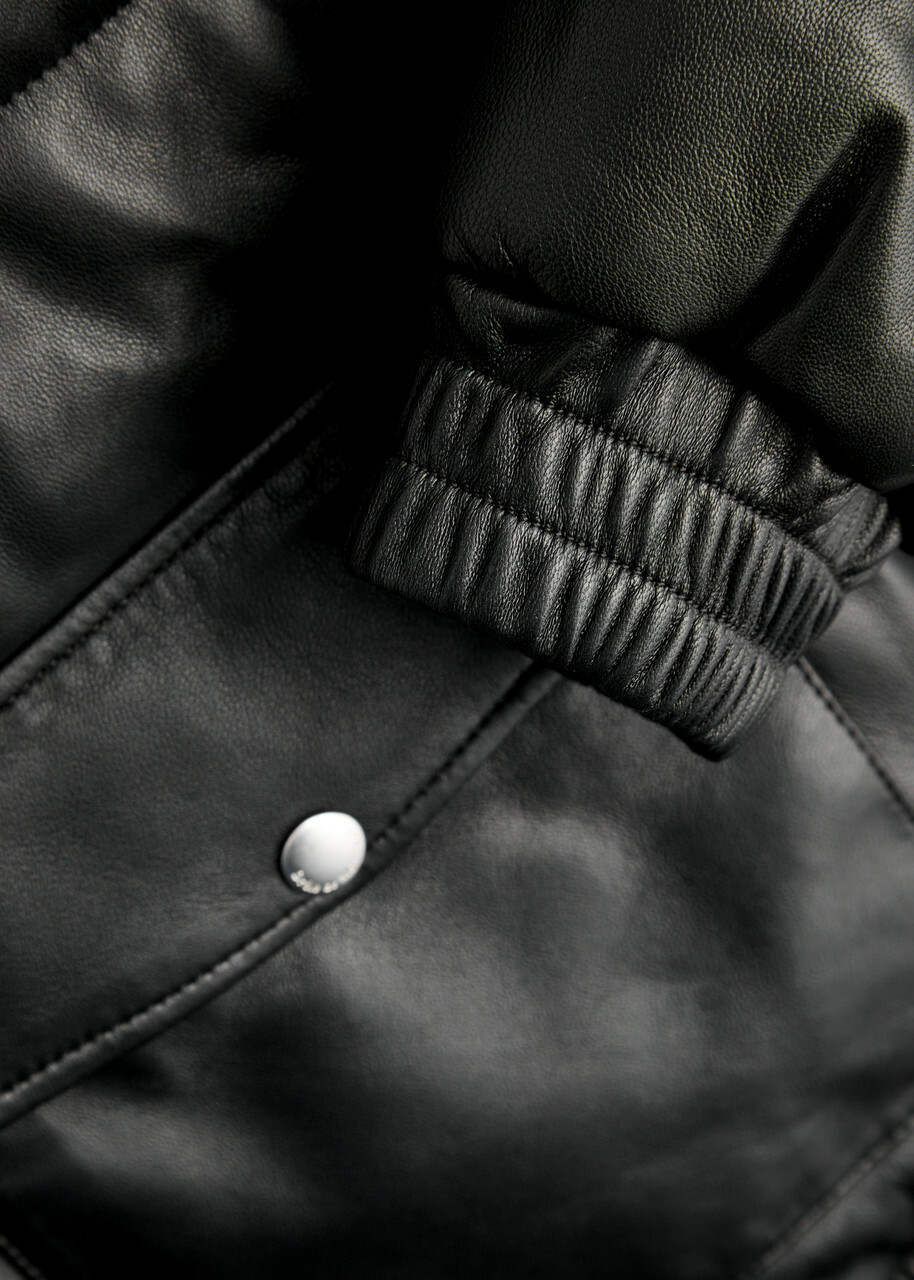 DRÔLE DE Monsieur Le Blouson Cuir Quilted Leather Bomber Jacket Black
