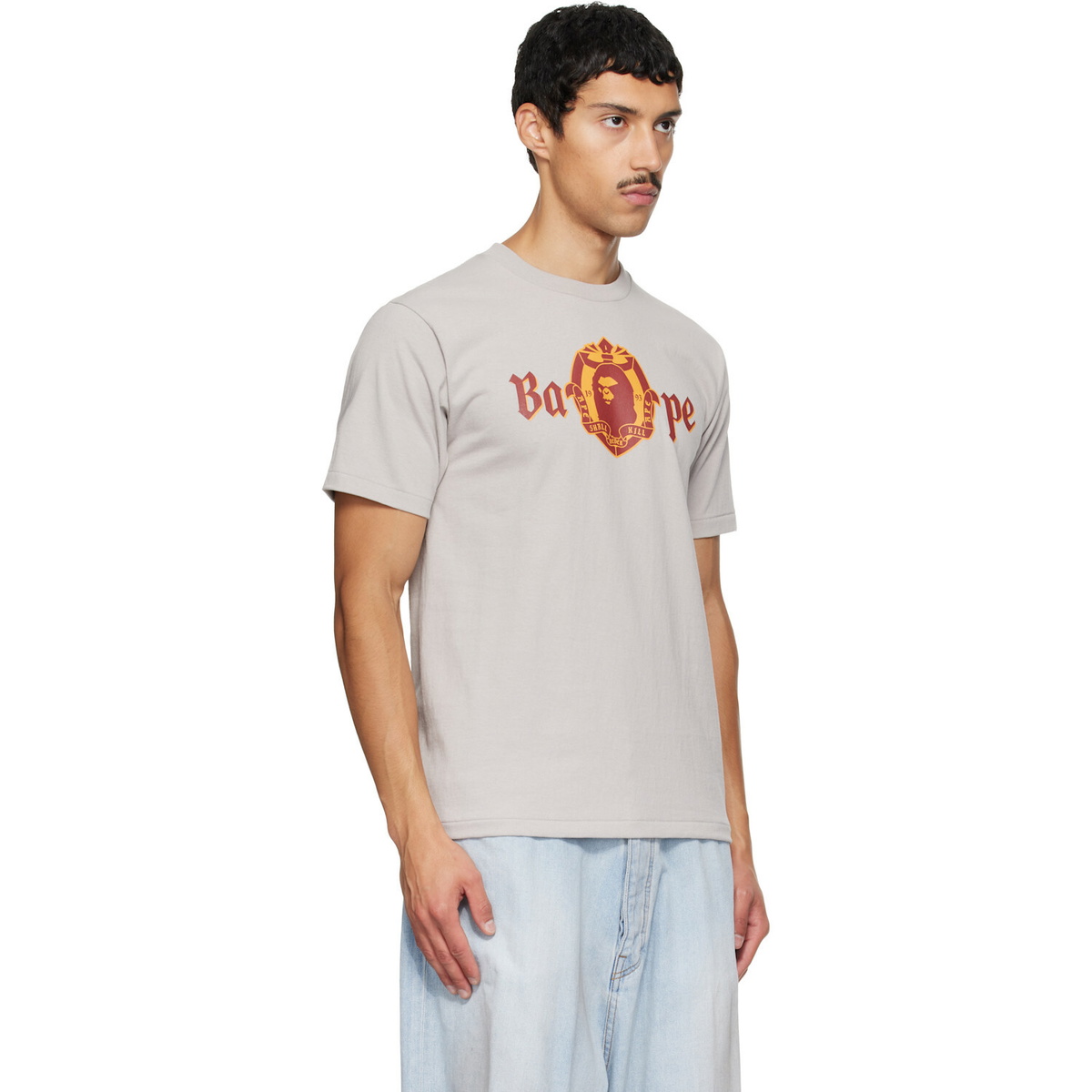 BAPE Gray 'BAPE' Old English Logo T-shirt