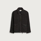 Folk Men's Cropped Winter Coat in Navy Brown Texture