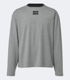 Miu Miu Embroidered logo cotton jersey T-shirt