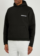 Annie Hood Applique Hooded Cotton Sweatshirt Black