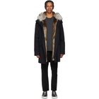 Yves Salomon Navy Multi Fur Bachette Parka