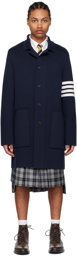 Thom Browne Navy 4-Bar Coat