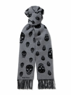 McQueen - Fringed Intarsia-Knit Wool and Cashmere-Blend Scarf