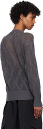 NULLUS Gray Deconstructed Logenze Knitted Sweater