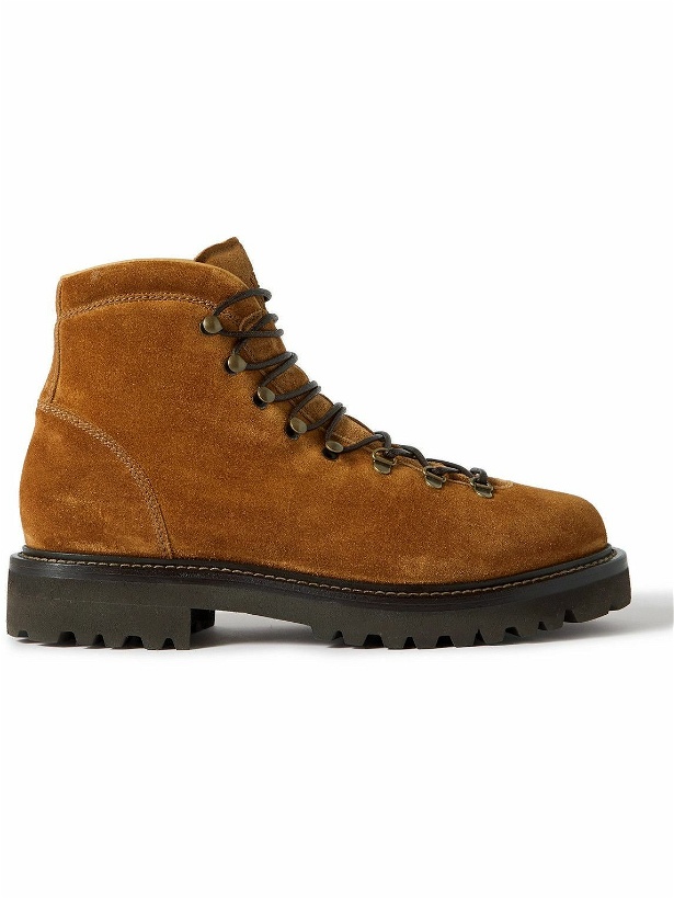 Photo: Brunello Cucinelli - Shearling-Lined Suede Hiking Boots - Brown