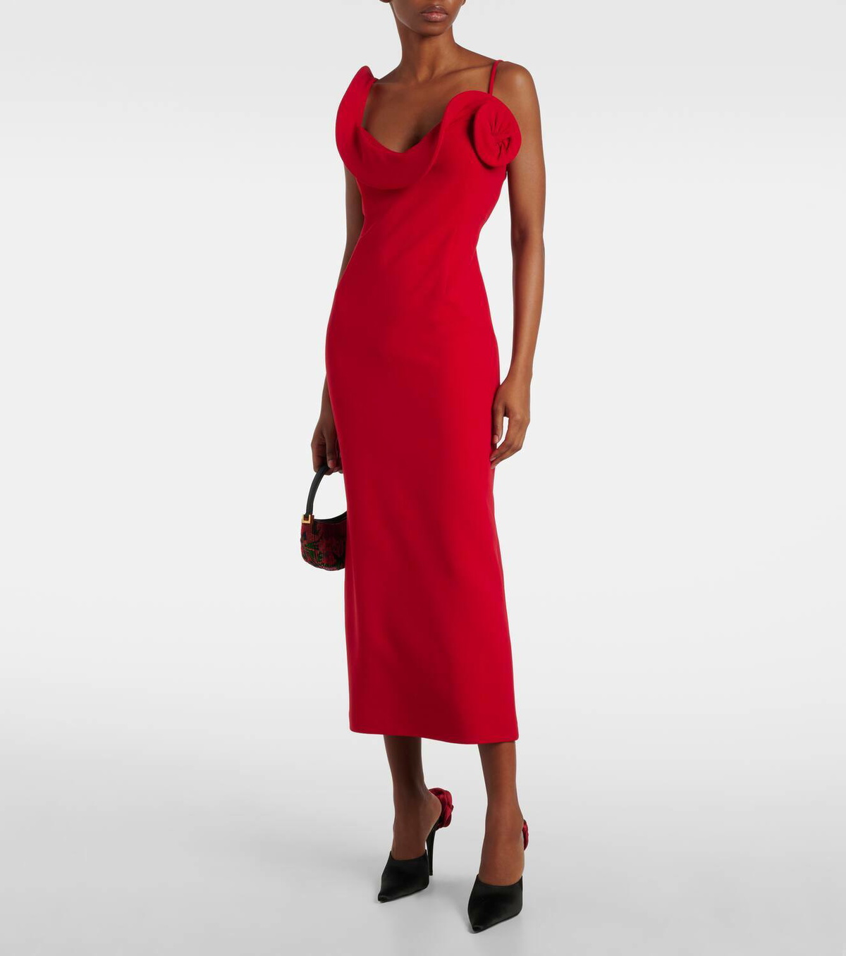Magda Butrym Floral-appliqué wool-blend midi dress Magda Butrym