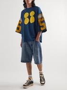 KAPITAL - Oversized Printed Cotton-Jersey T-Shirt - Blue