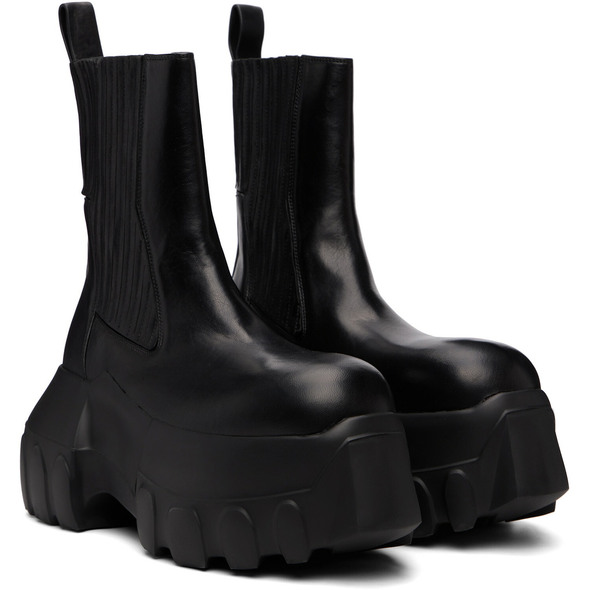 Rick Owens Black Tower Beatle Mega Tractor Chelsea Boots