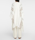 Brunello Cucinelli - Linen-blend striped lamé cape