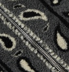 AMIRI - Leather-Trimmed Bandana-Print Fleece Jacket - Black