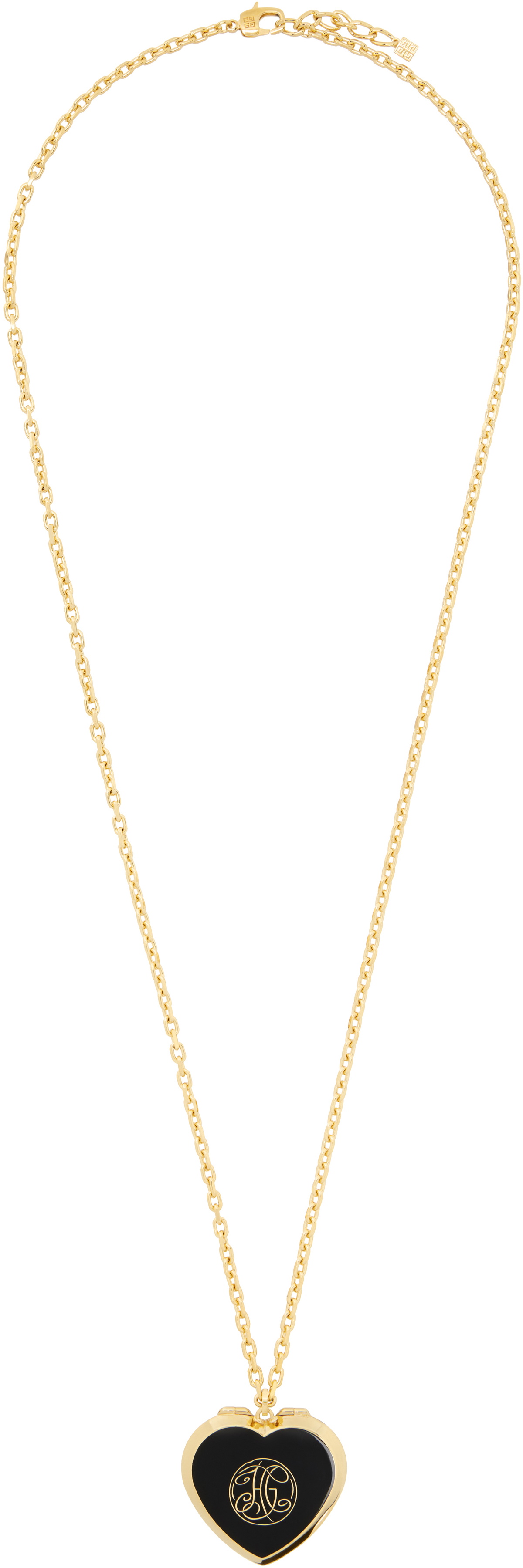 Givenchy Gold & Black Heart Mirror Necklace