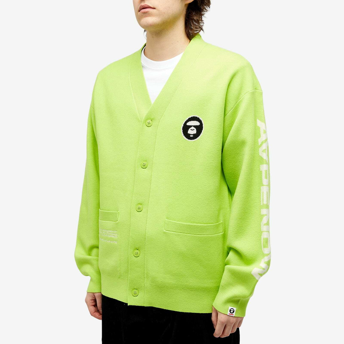 Men's AAPE Now Knitted Cardigan in Green AAPE by A Bathing Ape