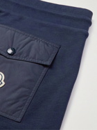 Moncler - Tapered Logo-Appliquéd Shell-Trimmed Cotton-Jersey Sweatpants - Blue