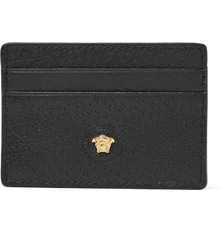 Photo: Versace - Logo-Appliquéd Textured-Leather Cardholder - Black