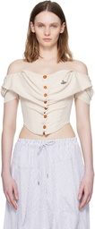 Vivienne Westwood Off-White Short Sleeve Bea Corset Cardigan Blouse