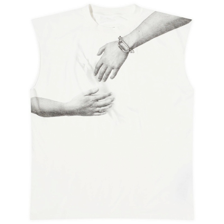 Photo: MM6 Maison Margiela Men's Hand Print Sleeveless T-Shirt in Off White
