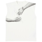 MM6 Maison Margiela Men's Hand Print Sleeveless T-Shirt in Off White