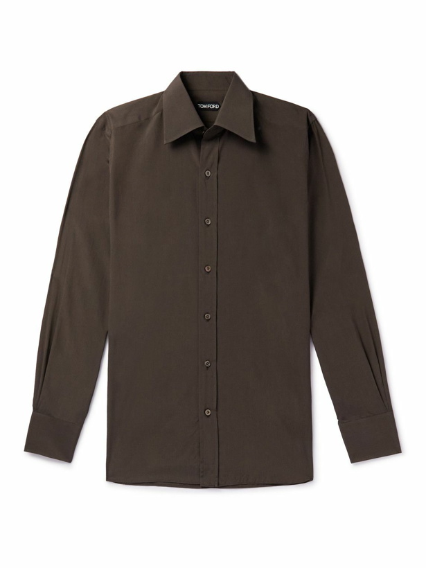 Photo: TOM FORD - Slim-Fit Silk and Cotton-Blend Shirt - Brown
