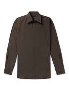 TOM FORD - Slim-Fit Silk and Cotton-Blend Shirt - Brown