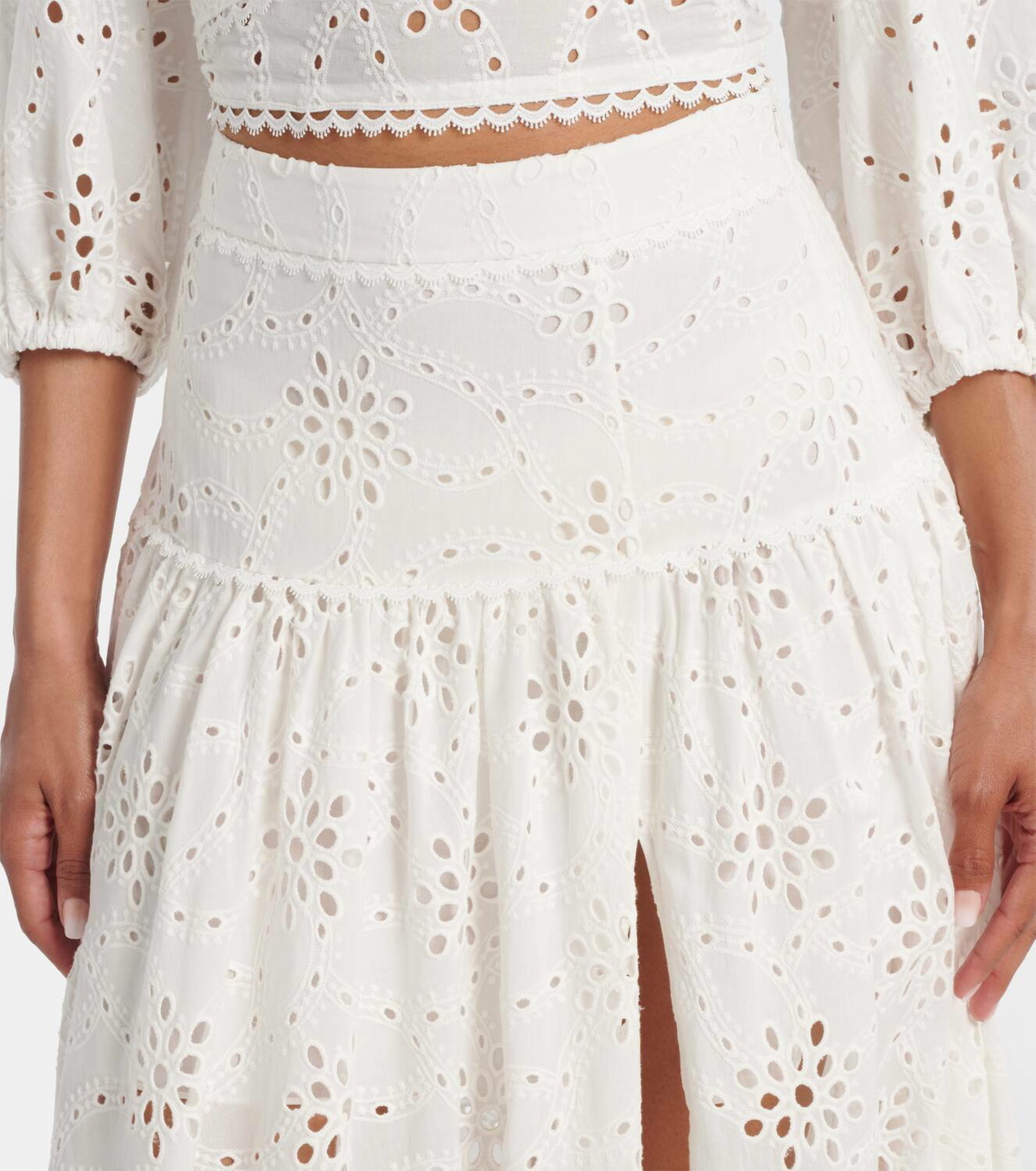 Alexandra Miro Serena broderie anglaise cotton maxi skirt